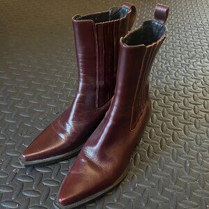 Burgundy Leather Western Boots
